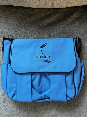 Premier Baby Light Blue Messenger Bag with Black Logo